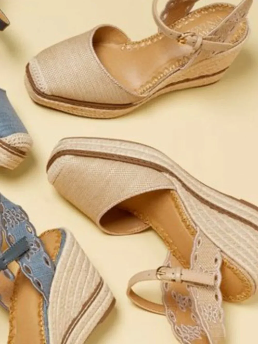 Crown Vintage 7.5 Narri Canvas Crochet Espadrille Platform Wedge Heel Sandals